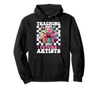 Teaching Future Artists Art Teacher School Girl Mom Coquette Pullover Hoodie