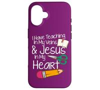 Teaching In My Veins Jesus In My Heart Sunday School Teacher Case for iPhone 16
