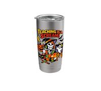 Teaching is a Scream Cubist Skeleton Halloween Art Teacher Stainless Steel Insulated Tumbler