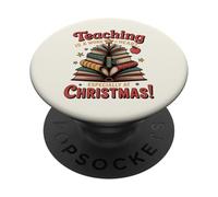 Teaching Is A Work Of Heart - Christmas Book Tree PopSockets Adhesive PopGrip