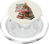 Teaching Is A Work Of Heart - Christmas Book Tree PopSockets PopGrip for MagSafe