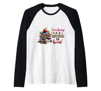 Teaching is a Work of Heart Educator Design Raglan Baseball Tee