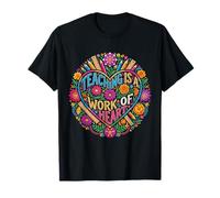 Teaching is A Work of Heart Folk Embroidery Educator T-Shirt