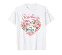 Teaching is a Work of Heart -Teacher Appreciation Day Value Graphic T-Shirt, Men, White, M