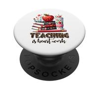 Teaching is Heart Work Leopard Print Educator PopSockets Adhesive PopGrip