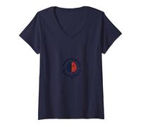 Teaching Minds Touching Hearts Educator Inspiration V-Neck T-Shirt, Women, Navy, S