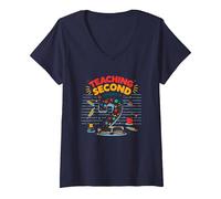Teaching Second & Loving It: Educator's Joyful Journey V-Neck T-Shirt, Women, Navy, XXL