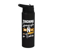 Teaching Spanish One Ñ At A Time Quote Funny Spanish Teacher Stainless Steel Insulated Water Bottle