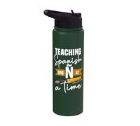 Teaching Spanish One Ñ At A Time Quote Funny Spanish Teacher Stainless Steel Insulated Water Bottle