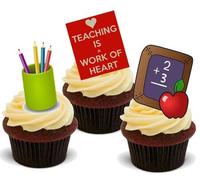 Teaching Teacher Mix - 12 Edible Standup Premium Wafer Cake Toppers