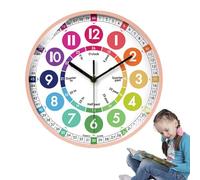Teaching Time Clock - Kids Educational Wall Timepiece, Analog Learn Clocks | Fun 10 Inch Silent Non Ticking Design with Easy Read Display, Battery Operated Learning Aid for Children Bedroom Classroom
