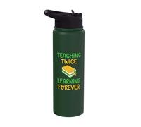 Teaching Twice Learning Forever - Dual Language Teacher Stainless Steel Insulated Water Bottle