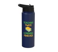 Teaching Twice Learning Forever - Dual Language Teacher Stainless Steel Insulated Water Bottle