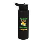 Teaching Twice Learning Forever - Dual Language Teacher Stainless Steel Insulated Water Bottle
