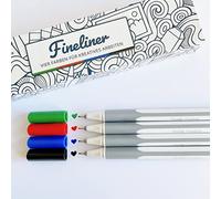 Teachly Fineliner Basic Colours Set of 4 - 4 Fine Pens with Thin 0.4 mm Tip for Precise Writing & Drawing - School, Office & Hand Lettering