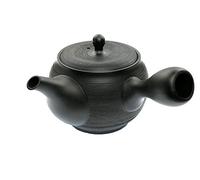 TeaClub Japanese Kyusu, 350 ml Ceramic Teapot with Integrated Tea Strainer, Black, Ideal for Green Tea Preparation