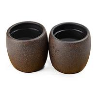 Teacup 2pcs Chinese Yixing Clay Genuine Black Sand Heijingan Zisha GongfuTea Cups (Round drum)