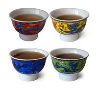Teacup 4pcs China Dragon GongfuTea Shortening Goblet Cups Teabowl Colorful multicolor (Multicolor)