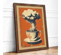 Teacup and Fallout Vintage Framed Wall Art Print A2 (59.4×42cm) Walnut, Wall Decor for Living Room, Bedroom, Office & Home, Ready to Hang, Art Gift