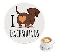 Teacup Coaster Cute Brown Dachshund Round Ceramic Coasters for Drinks, Anti-Scratch Bar Cup Mats Decorative Home Accessories Decorative Home Accessories, Gifts for Dog Lovers Easter Gifts, 4 Inch