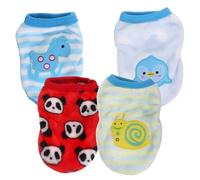 Teacup Dog Clothes Halloween Flannel PET Vest 4pcs Warm | Cute Simple Pattern, Comfortable Skin Friendly Fit, for Small Dogs and Daily Life, Lovely Boys and Girls Style Random Style