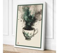 Teacup in Smoke Contemporary Canvas Wall Art Print 30x20 Inch (76 x 51 cm)