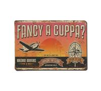 Teacup Rustic Fancy A Cuppa Kitchen Quote Metal Tin Sign