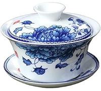 Teacups Bowls Covered Teacup Tea Bowl Set Jingdezhen Blue and White Porcelain Ceramic Three-Talented Single Small Handmade Saucer