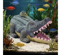 Teaeeno Faux Log Fish Cave, Predator Control and Decorative Shelter for Koi and Fish, Ponds, Aquariums, and Terrariums, Alligator Statue Decor, Charming Alligator Decoration Sculpture,