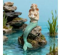 Teaeeno Outdoor Mermaid Decor Garden Statue - Fairy Decor Statue - Aquarium Decor - Lovely Mermaid Large Fish Tank Decorations - Poolside Decor - Aquarium Décor Thematic Ornaments