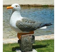 Teaeeno Real Seagull Resin Figurine Decor Statue,Sea Bird Figurine,Animal Seagull Ornaments Decoration,Bird Craft Art Decor,Coastal Beach Outdoor Table Decor for Garden,Terrace,Lawn,Yard