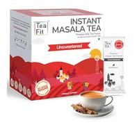 TeaFit Premium Unsweetened Spiced Instant Tea Premix - 20 Single Serve Sachets | Ready to Drink Instant Milk Tea Premix | Strong Home Like Masala Chai | No Added Artificial Sugar