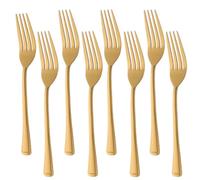 TEAHAHA 8 Piece Dinner Fork Set, Stainless Steel Fork Set， for Home Kitchen or Restaurant，Buffet Steak Table Forks 7.99 Inch (Gold)