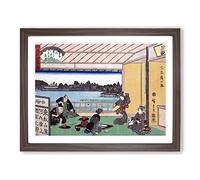 Teahouse At Hirokoji By Utagawa Hiroshige Asian Japanese Framed Print | A2 Walnut Framed Wall Art | Ready to Hang | Asian Nature Picture | Living Room Bedroom Lounge Office