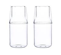 Teahutty 2-Piece 500ml Bedside Water Carafe Set with Tumbler Glass, Clear Glass Juice Water Pitcher and Cup Set for Home Office