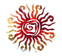 Teahutty Wacky 3D Metal Sun Wall Art, 12 Inch Spiral Decor for Home Garden Patio Fence Outdoor Decorations, Red