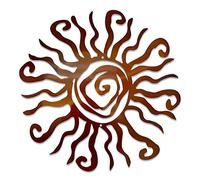Teahutty Wacky Sun Metal Wall Art Outdoor Decor,12 Inch 3D Metal Sun Wall Decor Spiral Sun Decor Hanging for Home Garden Patio Fence Decorations, Orange