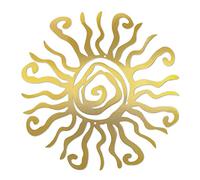 Teahutty Wacky Sun Metal Wall Art Outdoor Decor,12 Inch 3D Metal Sun Wall Decor Spiral Sun Decor Hanging for Home Garden Patio Fence Decorations, Gold