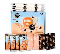 TeaJoy Bubble Tea Kit (Makes 4 Drinks) - Milk Tea & Brown Sugar + Instant Tapioca Pearls - Simple & Fun - Just Add Milk & Ice - Vegan-Friendly