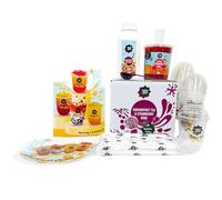 TeaJoy Bubble Tea Party Kit Passionfruit Jasmine Tea & Strawberry Popping Boba | Makes 20 Drinks | Just Add Water & Ice | Vegan & Dairy-Free | Green Tea with Pearls & Boba Straws