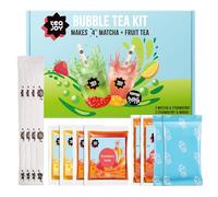 TeaJoy Matcha Bubble Tea Kit | Boba Kit For 4 Drinks | Matcha & Strawberry Milk Tea, Strawberry & Mango Fruit Tea with Popping Boba | Just Add Milk or Water & Ice | Vegan Friendly Boba Tea Gift Set