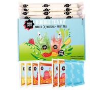 TeaJoy Matcha Bubble Tea Kit (Makes 4 Drinks) | Matcha & Strawberry Milk Tea and Strawberry & Mango Fruit Tea with Popping Boba | Just Add Milk or Water & Ice | Vegan-Friendly & Fun