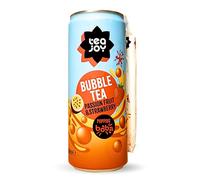 TeaJoy Passionfruit & Strawberry Bubble Tea with Popping Boba (12 x 330ml Cans) - Ready-to-Drink Bubble Tea with Real Juice & Paper Straw - Vegan, Refreshing & Fun - Sip Pop Joy Anywhere