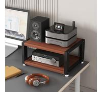 Teak 2 Tier Desktop o Rack AV Ma nd for HiFi Systems Ste Cabinet Headphone Amplifier & CD Player Sto (L40cm)