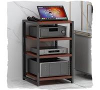 Teak Audio Rack, 3/4/5/6-Tier Stereo Cabinet, Adjustable Wood Media Stand, Corner Hi-Fi Storage, Floor-Standing AV Shelf (60 cm - 24 inches)