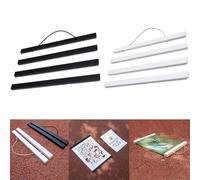 Teak Effect Wooden Hanger for Posters and Scrolls Made from Pine with Leather Cord Attachment for Wall Mount Setup (21CM White)