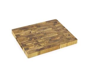 Teak End Grain Chopping Board | End Grain Butcher Block Rectangular Cutting Board | Traditional Wooden Cutting Board Teak Endgrain Board 30x24cm