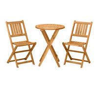 Teak Folding Bistro Set with Table & Chairs for Patio or Yard Wyld and Coco Natural 1 Pack