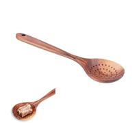 Teak Kitchen Utensils, 28x8cm Slotted Spoon Wooden Long Handle Skimmer Scoop Kitchenware Cooking Kitchen Utensil for Straining Draining