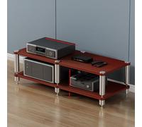Teak Media Storage Cabinet 2/3/4-Tier AV Stand Corner Shelf for Audio/Video Mobile Entertainment Console Video Game Player Rack Stereo Tower